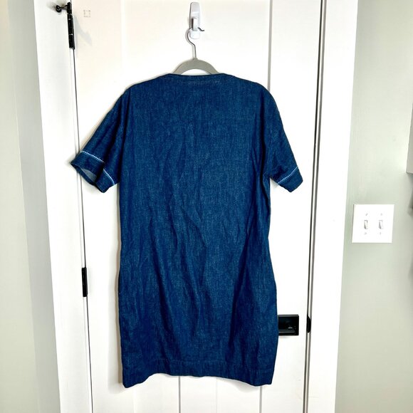 Lauren Ralph Lauren Denim Embroidered Tasseled Shift Knee Length Chore Dress 10 - Picture 6 of 6